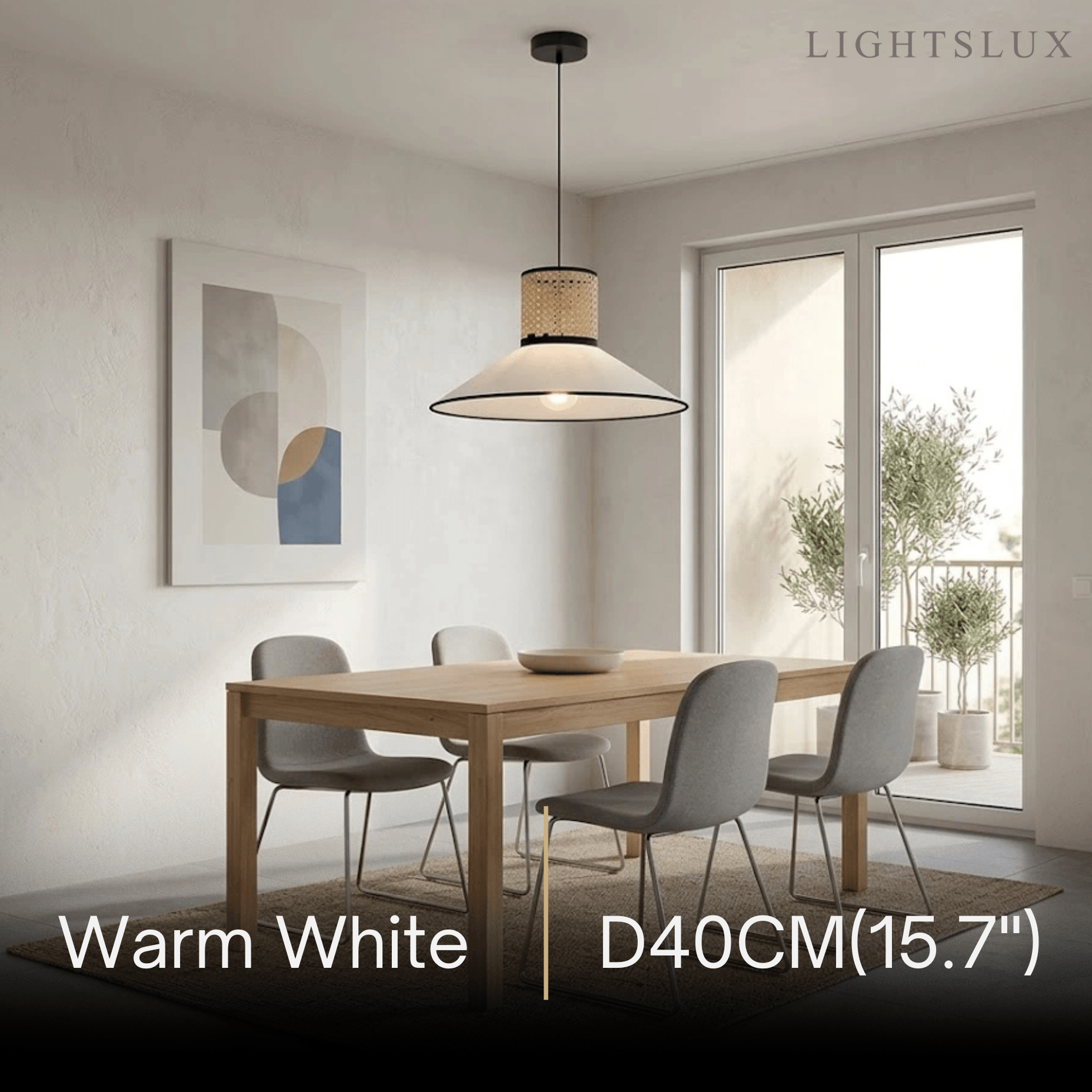 Bamburo Farmhouse Hooded Pendant Light — Fabric