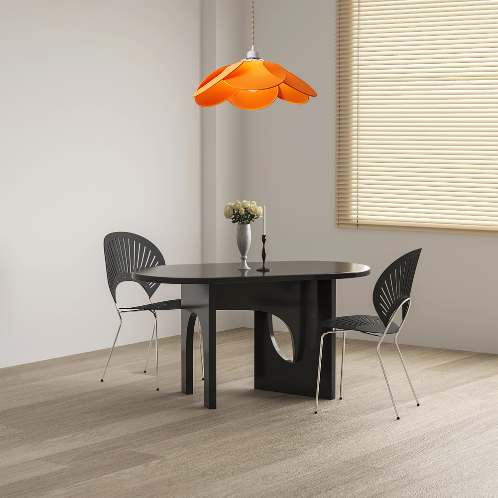 Pendant Light — Metal & Fabric Flower Design for Dining Room