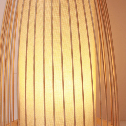 esigner Rattan/Fabric Bottle-Shaped Standing Floor Lamp