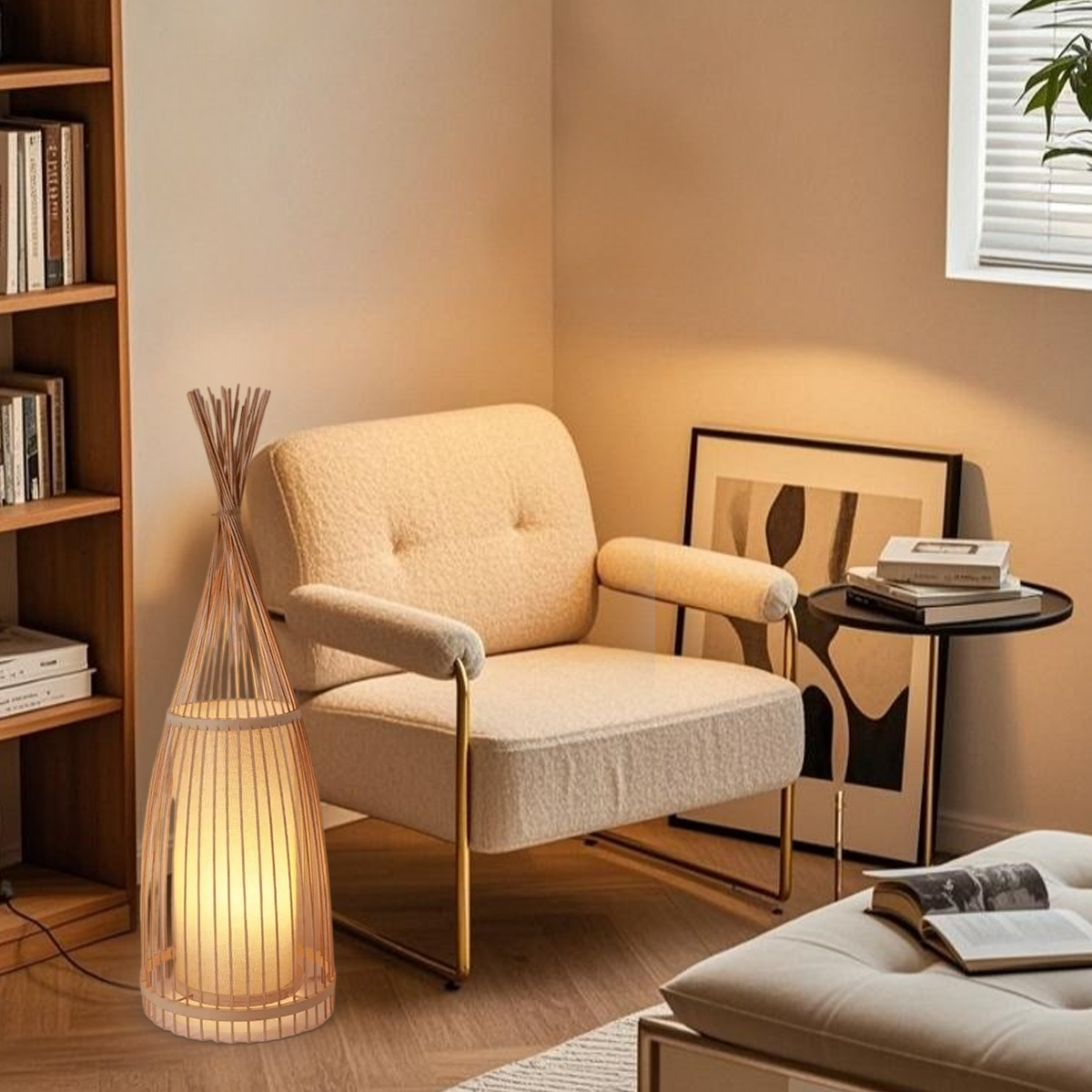 Bamboo Floor Lamp – Bottle-Shaped Living Room