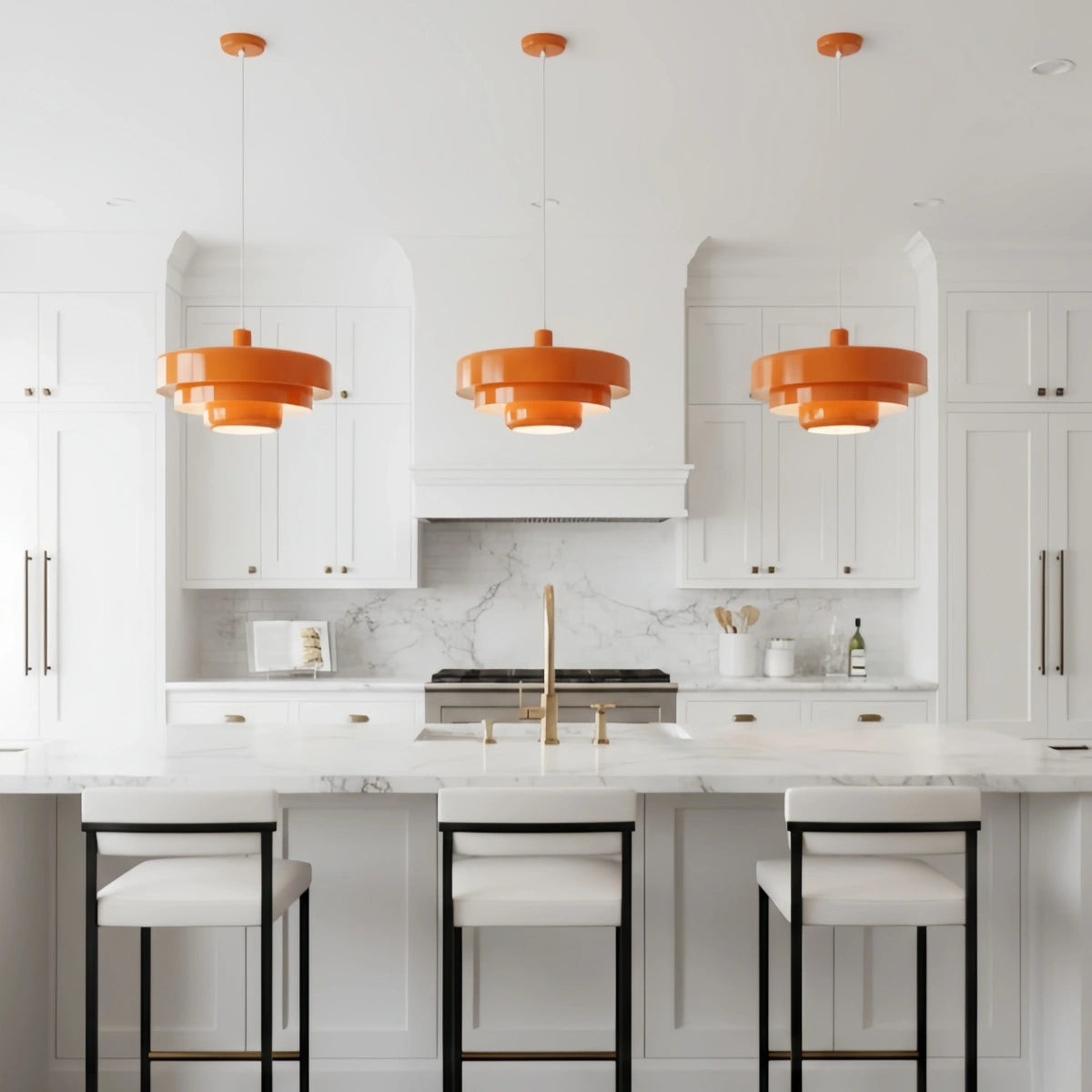 Lámpara colgante LED nórdica Morandia – Naranja/Verde/Blanco/Amarillo/Rosa, de metal, para cocina
