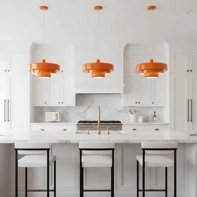 Lámpara colgante LED nórdica Morandia – Naranja/Verde/Blanco/Amarillo/Rosa, de metal, para cocina