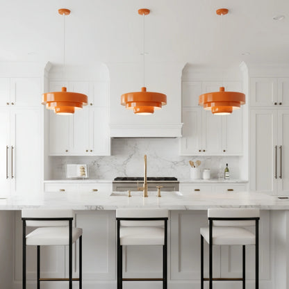 Lámpara colgante LED nórdica Morandia – Naranja/Verde/Blanco/Amarillo/Rosa, de metal, para cocina