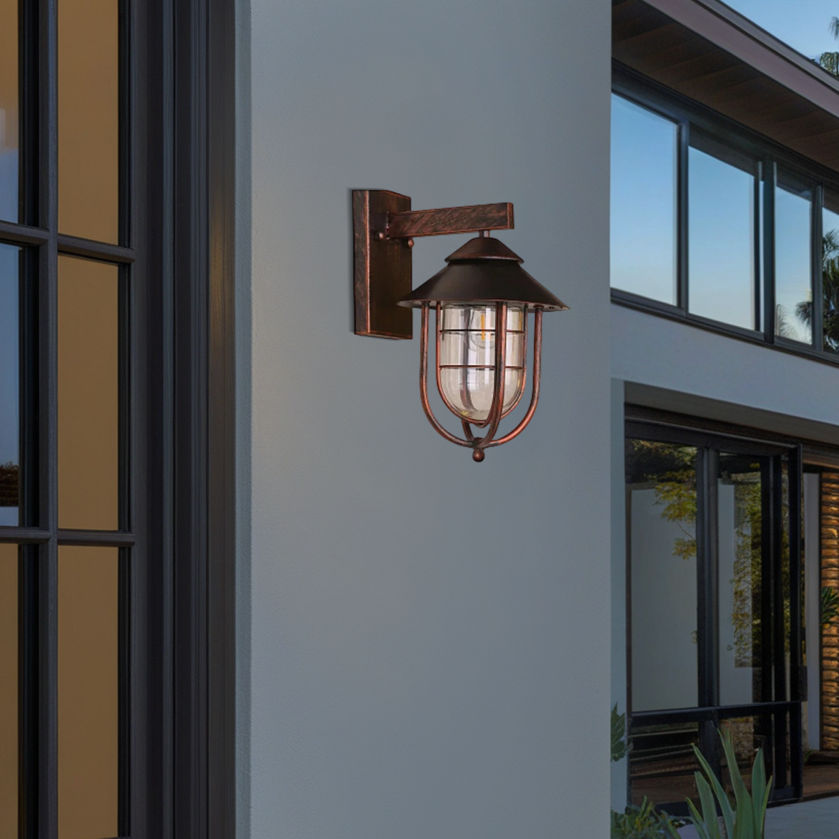  Industrial Black Outdoor Wall Lamp-Cage