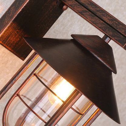 Industrial Rust Outdoor Wall Lamp with metal Top cover