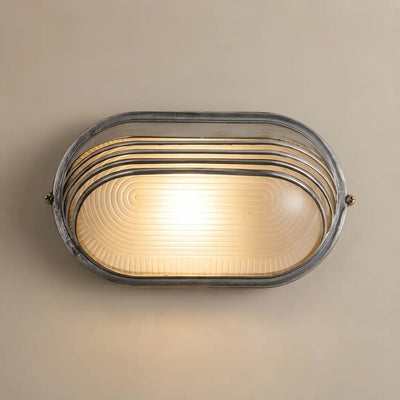 LZ520Irondale Modern Geometric Outdoor Wall Lamp – Silver Metal/Glass for Courtyard
