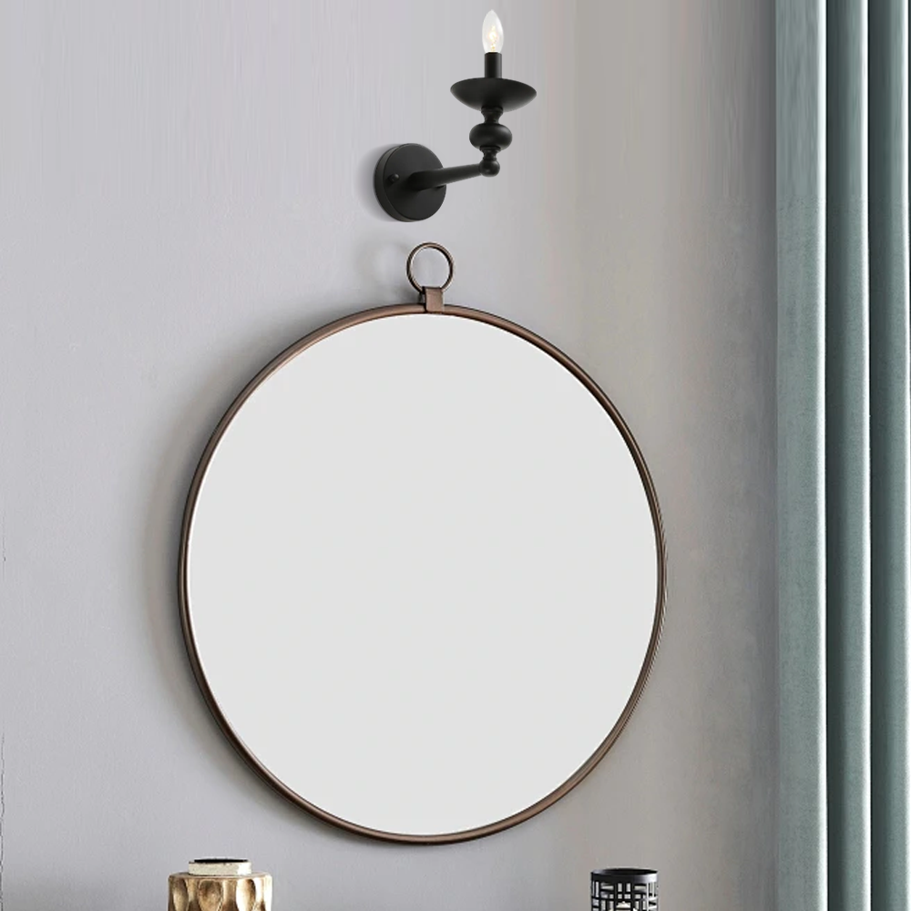 Vintage Black Chandelier - Convertible Wall/Pendant Light with Glass