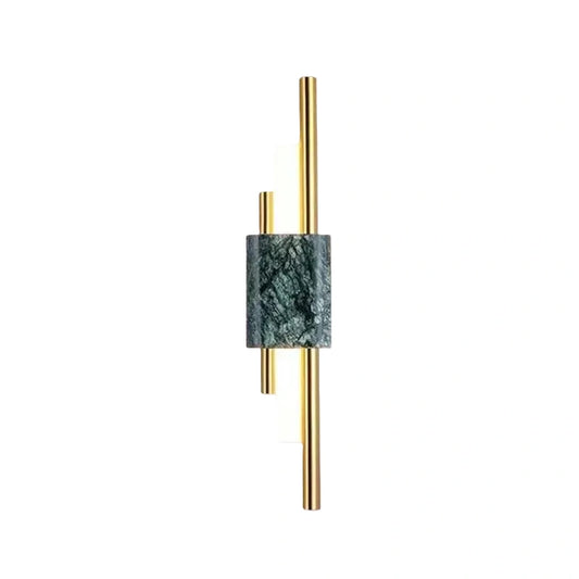 Excelis Modern Cylindrical Wall Lamp – Metal Bedroom Light in Gold/Green/White