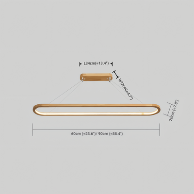 Lámpara colgante minimalista de madera Zenno - Diseño ovalado LED para sala de estar/comedor