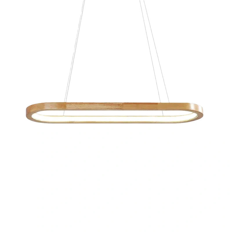 Zenno Minimalist Wooden Pendant Light - Oval LED Design for Living/Dining Room