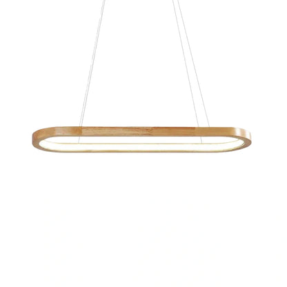 Zenno Minimalist Wooden Pendant Light - Oval LED Design for Living/Dining Room
