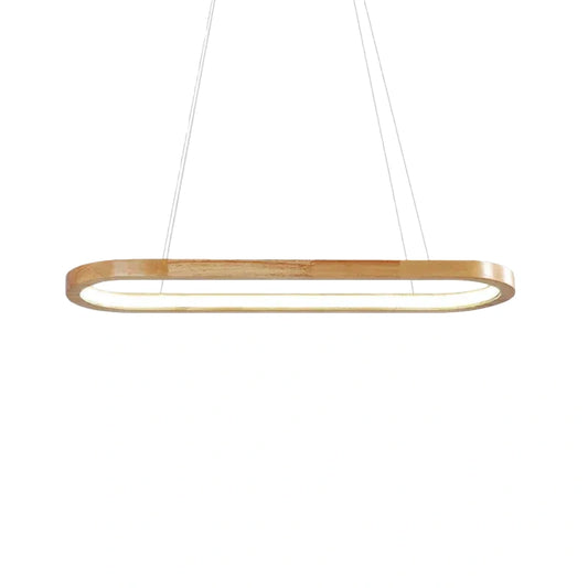 Zenno Minimalist Wooden Pendant Light - Oval LED Design for Living/Dining Room