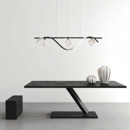 Modern Wave Black Pendant Light for Studio