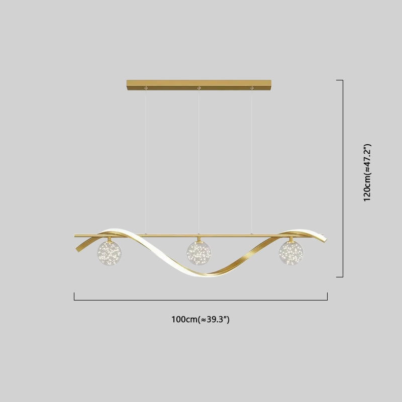 Modern Wave Pendant Light Dimension