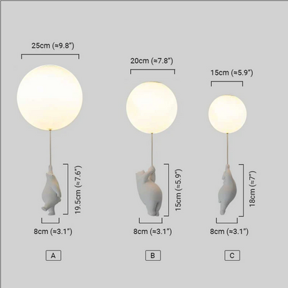 Modern Balloon Bear Ceiling Light  Dimension