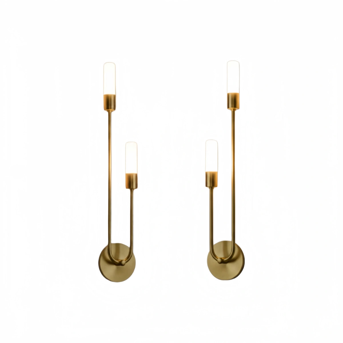 Aplique lineal moderno en forma de U Excelis – Metal dorado para dormitorio/sala de estar