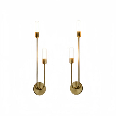Aplique lineal moderno en forma de U Excelis – Metal dorado para dormitorio/sala de estar