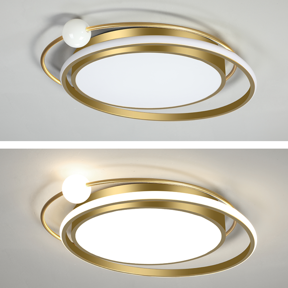 Stellar Modern Planet Ceiling Light - Black/Gold Metal for Living Room