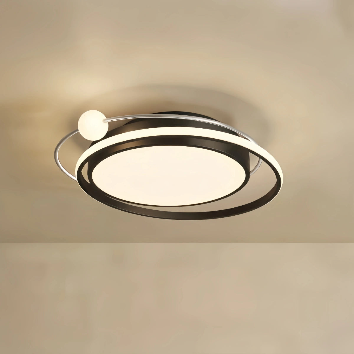 Stellar Modern Planet Ceiling Light - Black/Gold Metal