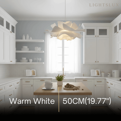 Crema Modern Flower-Shaped Pendant Light – White Metal/Acrylic for Dining Room
