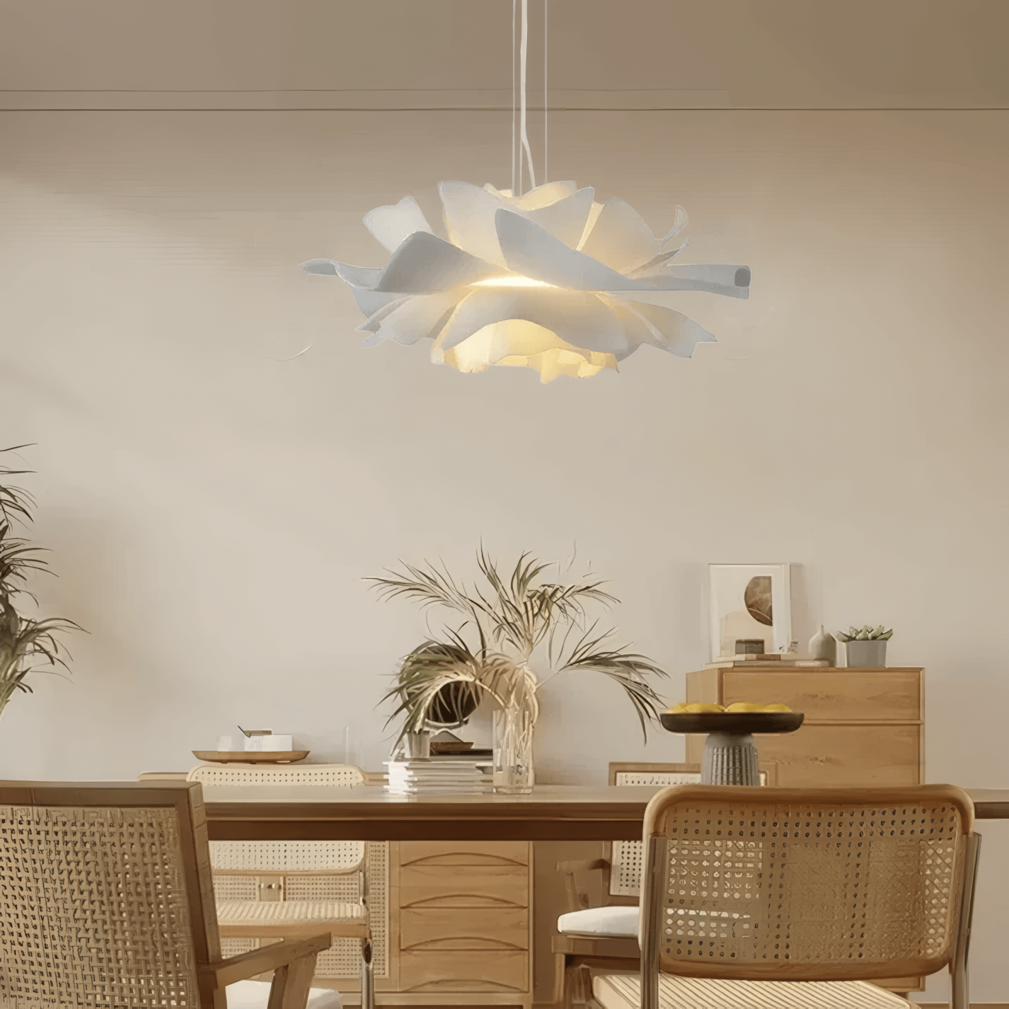 Modern White Flower Shaped Pendant Light for Dining Room