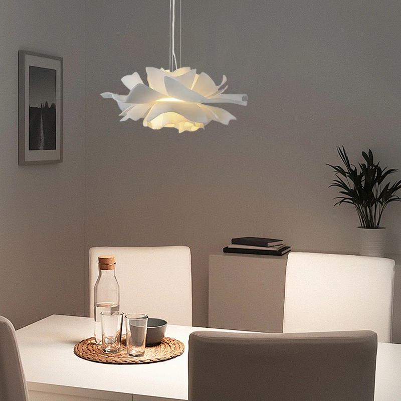 Modern White Flower Shaped Pendant Light for Dining Room