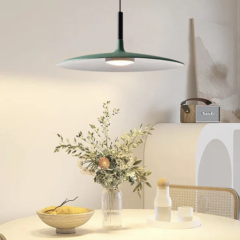 Industrial Green Pendant Light Flying Saucer for Dining Room 45cm