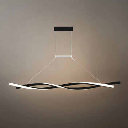 Arcato Modern Wave Design Pendant – Matte Black LED for Dining Room/Kitchen Island