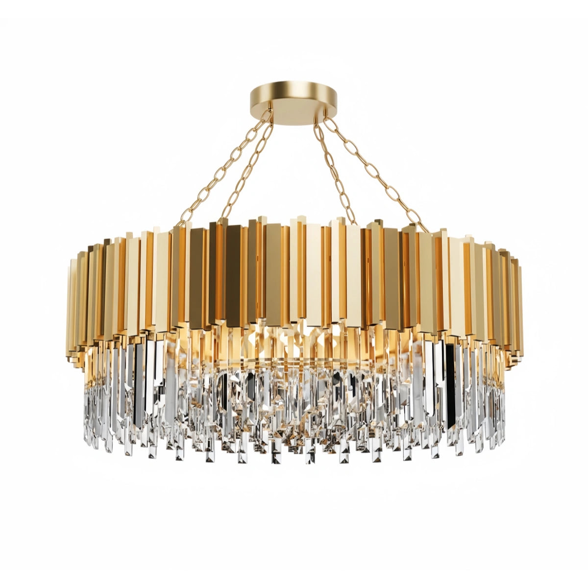 Excelis Royal Gold Crystal Chandelier – Tiered Metal with Sparkling Crystals