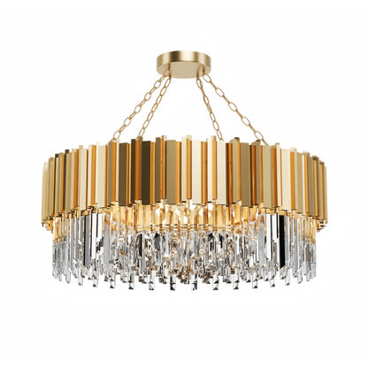 Excelis Royal Gold Crystal Chandelier – Tiered Metal with Sparkling Crystals