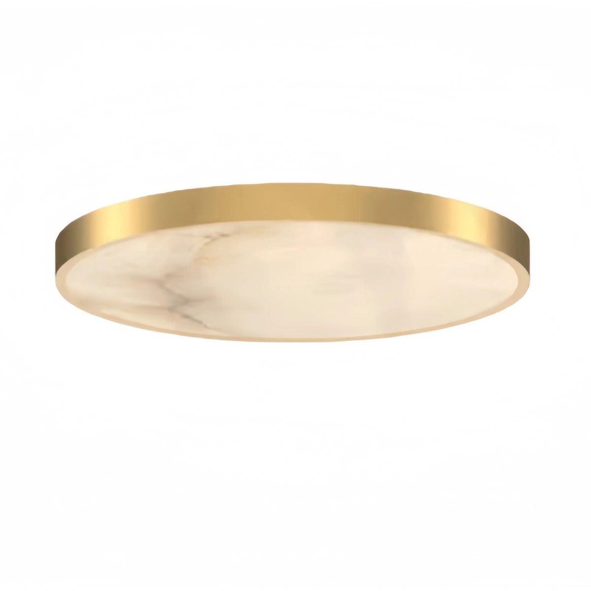Excelis Modern Alabaster Disc Ceiling Light – Solid Brass Frame Warm Ambient Glow