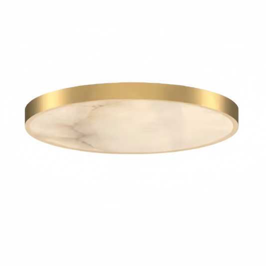 Excelis Modern Alabaster Disc Ceiling Light – Solid Brass Frame Warm Ambient Glow