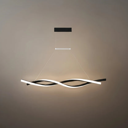 Arcato Modern Wave Design Pendant – Matte Black LED for Dining Room/Kitchen Island