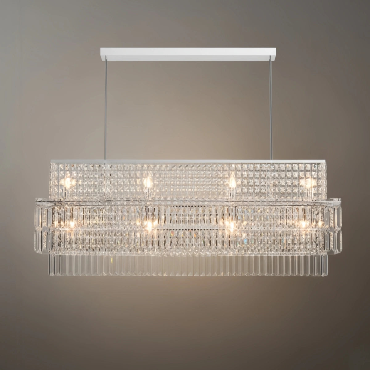 Excelis Royal Cascade Crystal Chandelier – Brushed Stainless Steel in Chrome/Gold Living Room