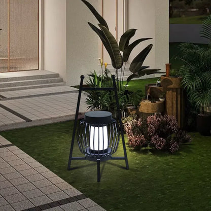 Modern Solar Black Outdoor Floor Lamp Metal Outdoor
