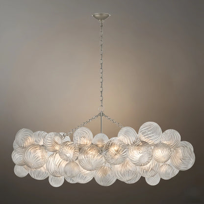 Modern Chandelier – Bubble Etched Glass Golden Chains Artistic for Dining Room/Entryway