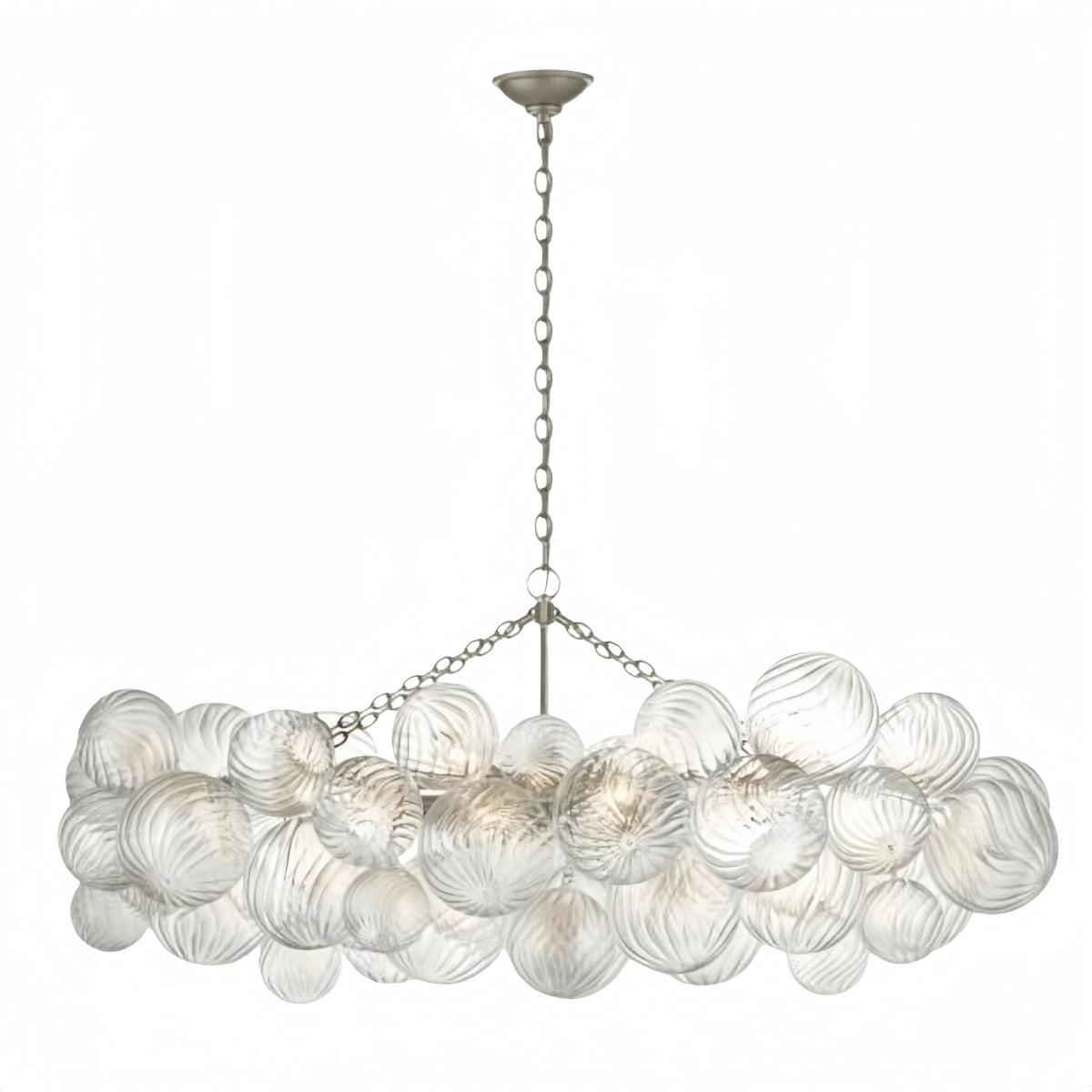 Modern Chandelier – Bubble Etched Glass Golden Chains Artistic for Dining Room/Entryway