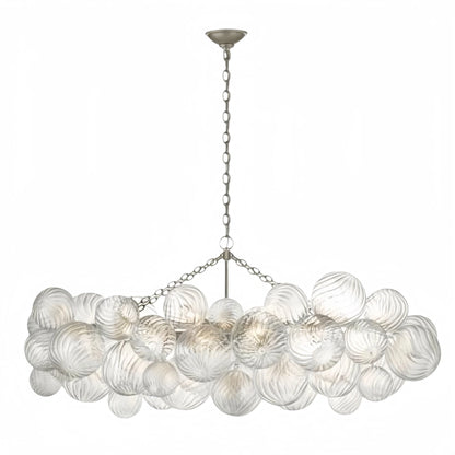 Modern Chandelier – Bubble Etched Glass Golden Chains Artistic for Dining Room/Entryway