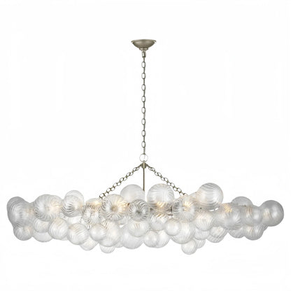 Modern Chandelier – Bubble Etched Glass Golden Chains Artistic for Dining Room/Entryway