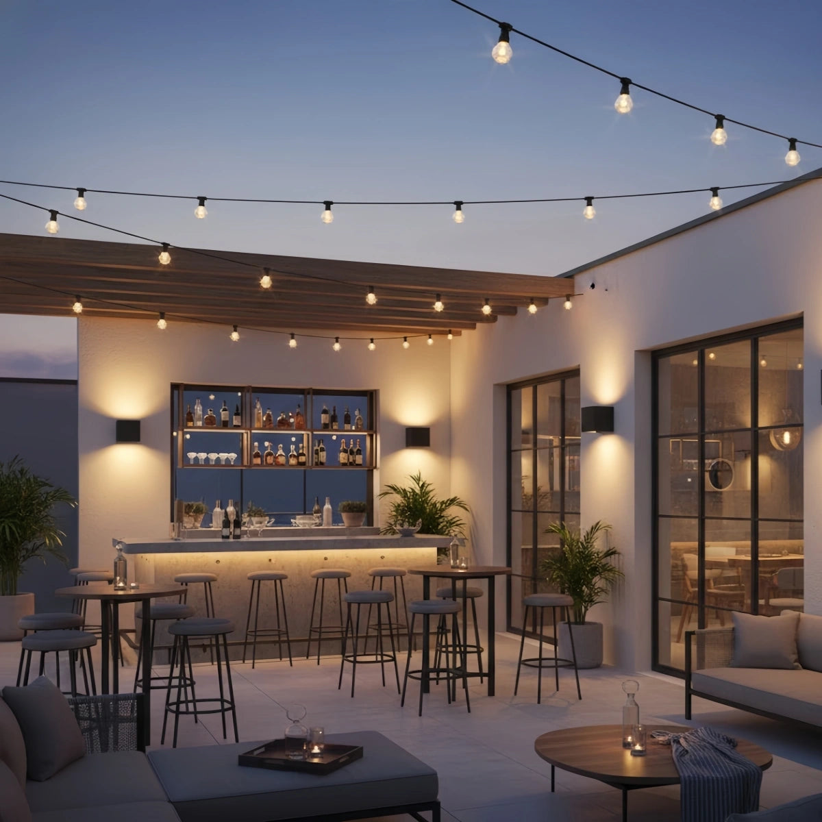 Minimalist Stainless Steel Outdoor Wall Sconce – Modern Exterior Light with Solar or Wired Power