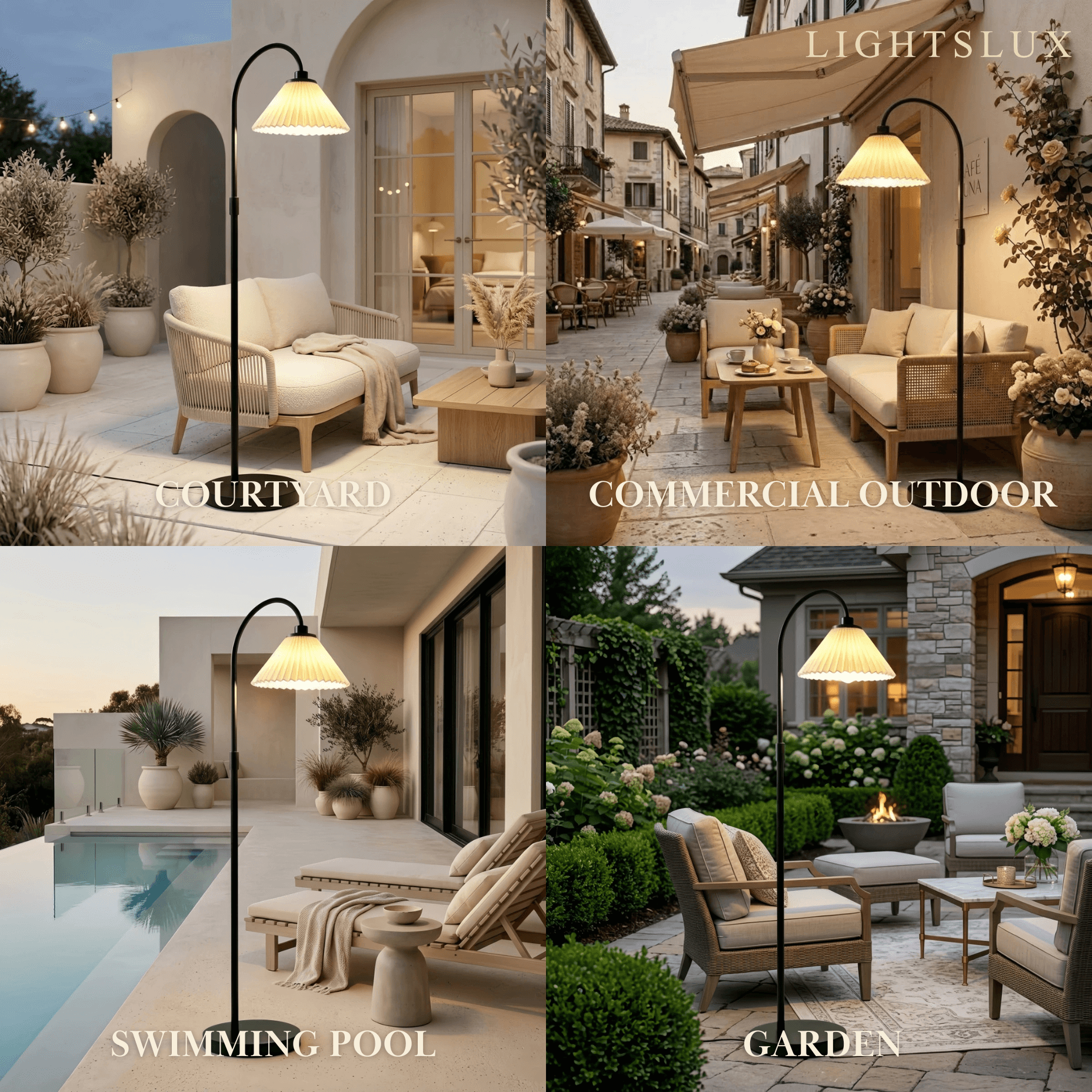 Solara Elegant LED Floor Lamp -- Stainless Steel & PC Black for Outdoor