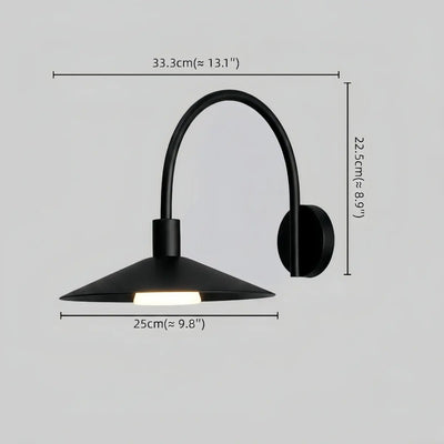 Solara Minimalist Arched Arm Wall Sconce — Stainless Steel Gold/Black for Courtyard Size