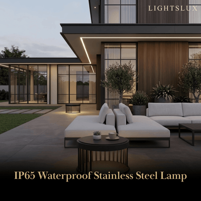 Minimalist Stainless Steel Outdoor Floor Lamp -- Black for Courtyard