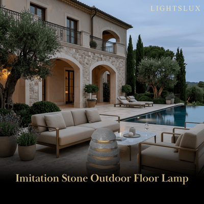 Solara Floor Lamp--Resin Stone-gray for Outdoor Lawn