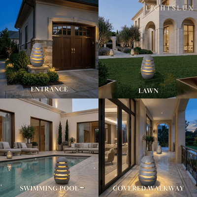 Solara Natural Floor Lamp--Stone-gray for Outdoor Lawn