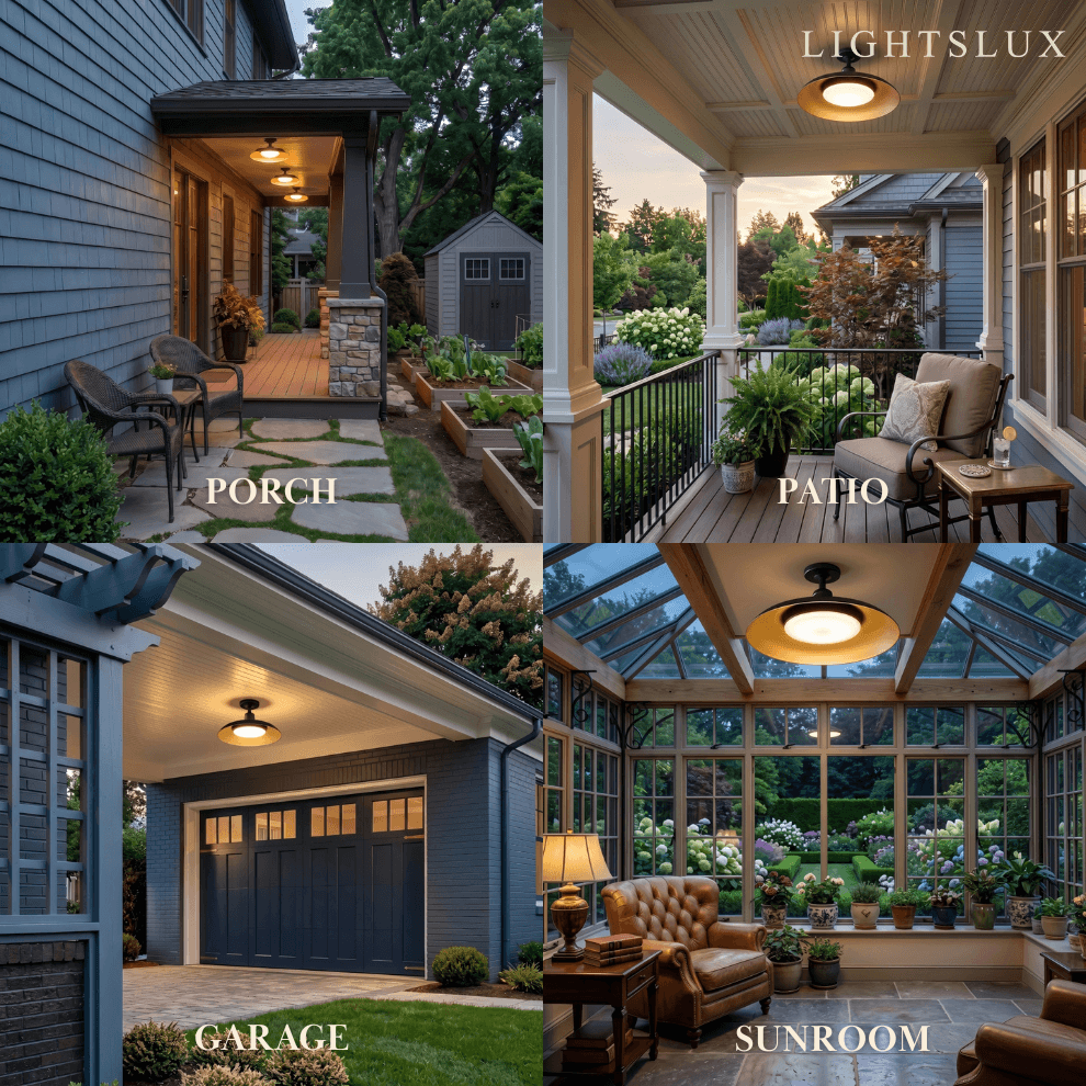 Arcato Retro Ceiling Light--Copper Alloy & PC for Courtyard