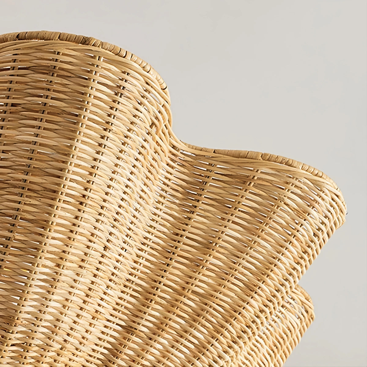 Modern Pendant Light - Scalloped Woven Rattan & Iron for Dining Room