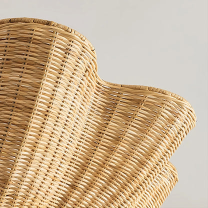 Modern Pendant Light - Scalloped Woven Rattan & Iron for Dining Room