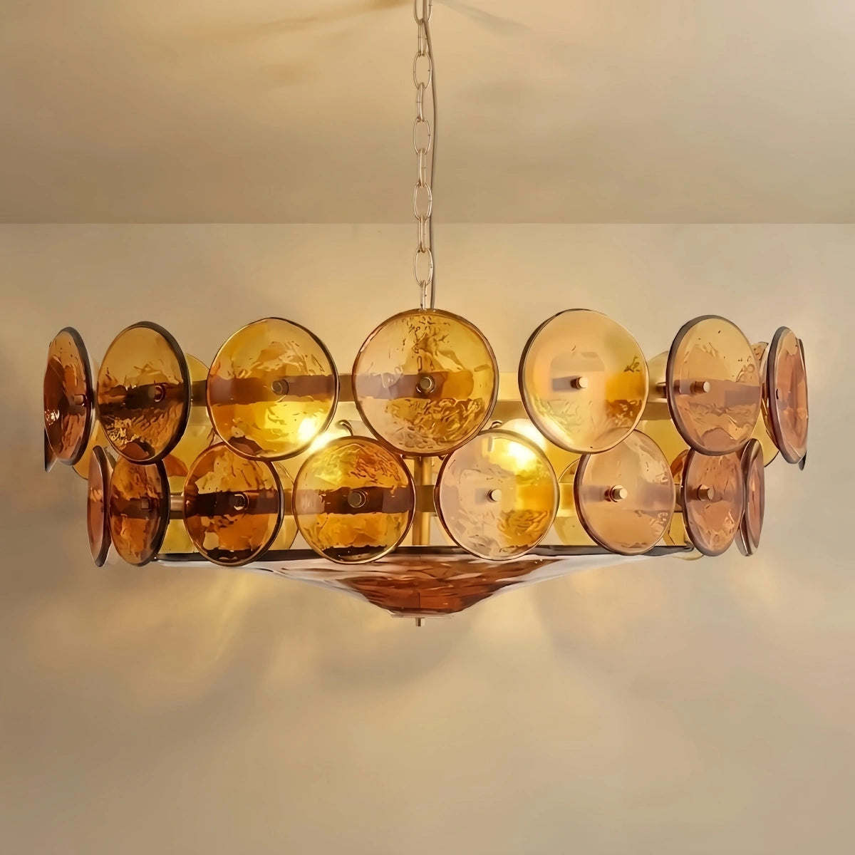 Vetro Modern Glass Chandelier - Orange/Green/White for Dining Room