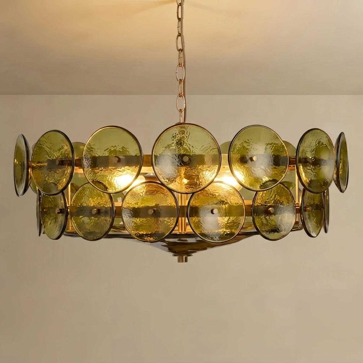 Vetro Modern Glass Chandelier - Orange/Green/White for Dining Room